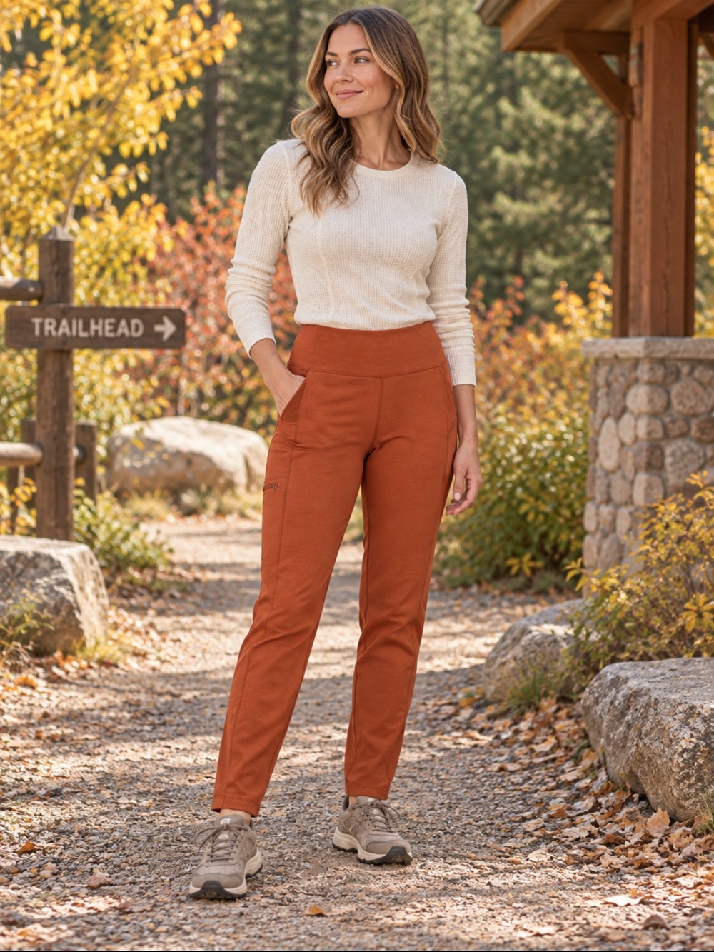 Duluth Trading NoGA Classic Slim Leg Pants Rust Orange Size S